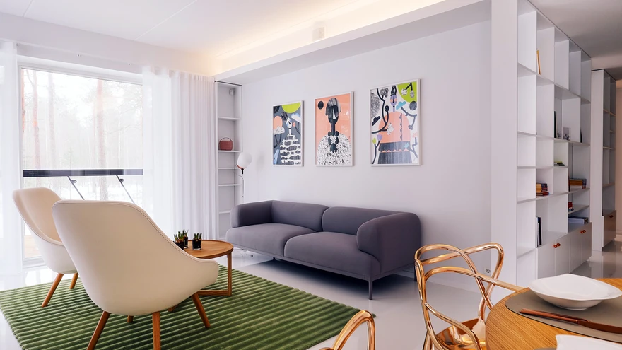 Ines Käärma ja Ingrid Songisepa (Ace of Space) loodud interjööris on pilgupüüdjaks Anu Samarüütli moeillustratsioonid. 