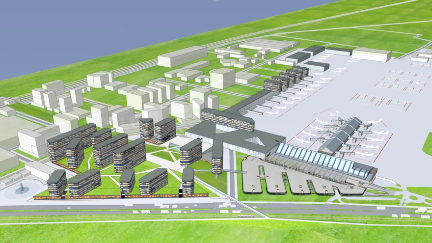 2035. aastal on lennuterminali pindala tänasest pea kolm korda suurem, ulatudes 85 000 ruutmeetrini. Reisijate väravate. arv kasvab poole võrra - kolmeteistkümnelt kahekümne kuueni