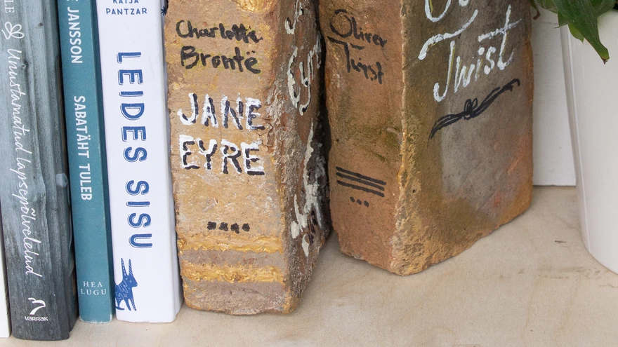 Toekas tugi raamatutele riiulil