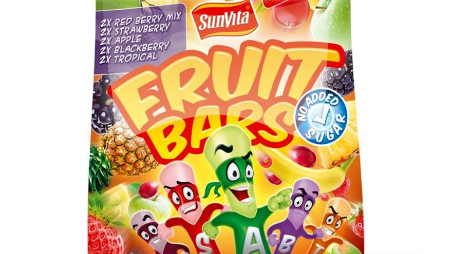 SunVita puuviljabatoonid -- pakis on viis eri maitset.