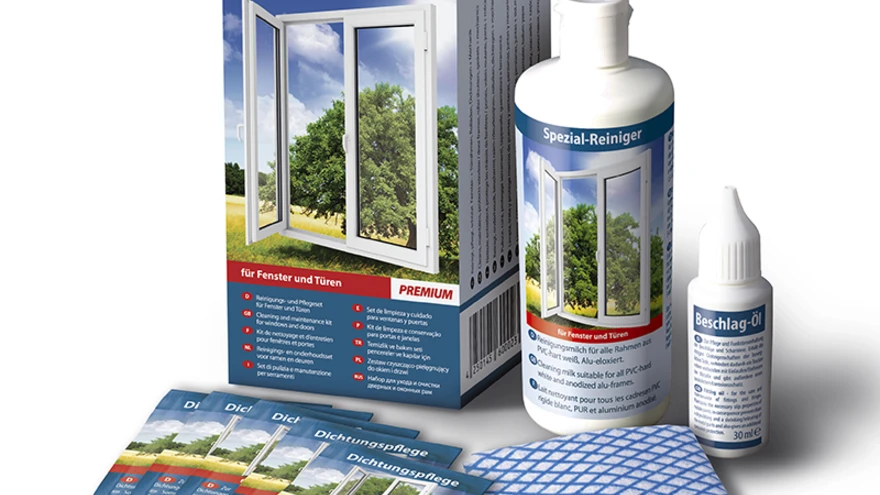 Akende ja uste hoolduskomplekt.